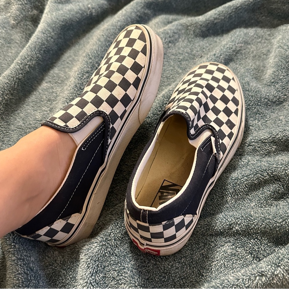 Blue Checkered Vans Shoes